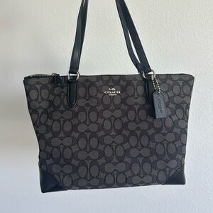 Coach Black and Gray Signature Tote Bag